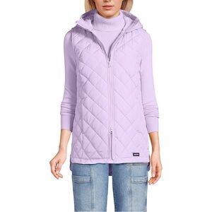 NWT Lands' End FeatherFree Insulated Hooded Vest Quilted Zipper Womens 3X Lilac